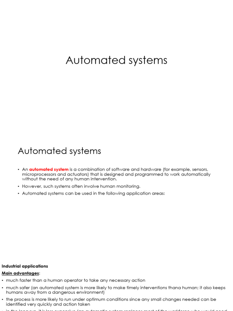 6.1 Automated Systems | PDF | Automation | Sensor