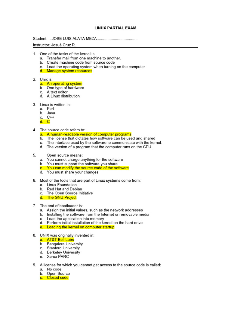 677251986-Exam-1-Linux | PDF | Linux | Linux Distribution