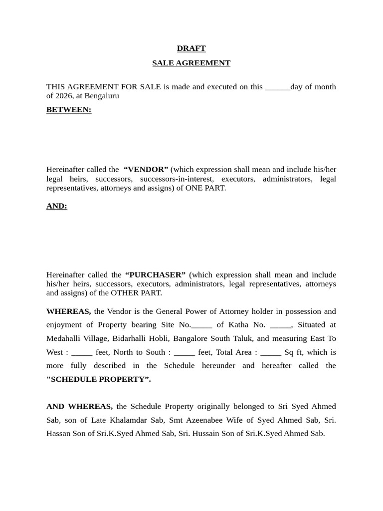 DRAFT GPA With Possesion | PDF | Deed | Covenant (Law)