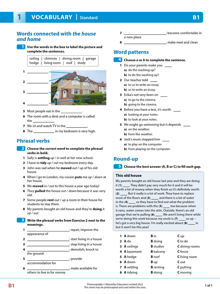 OPT B1 Vocab Standard U01 | PDF | Linguistics
