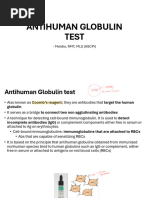 AHG Test Overview and Methods | PDF | Clinical Pathology | Hematology