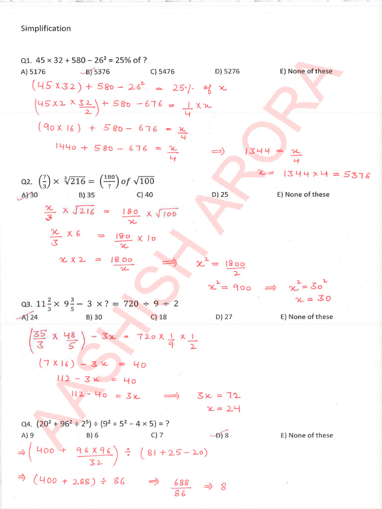 (Handwritten Classnotes) Simplification Class 08 | PDF