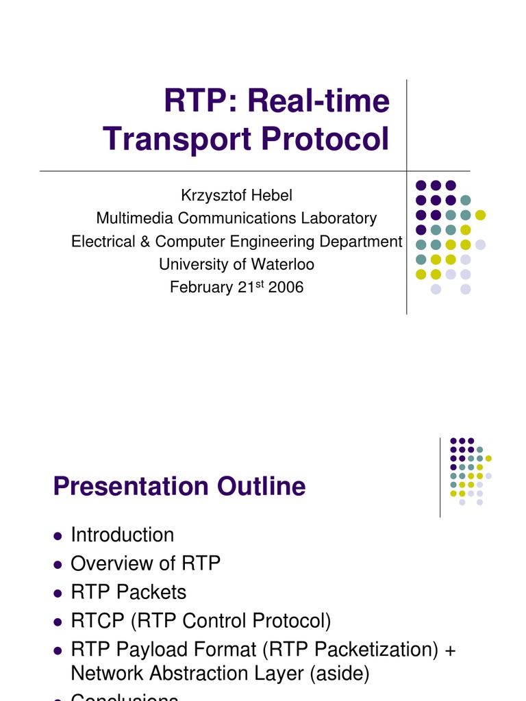 Rtp Presentation Transmission Control Protocol Network Packet