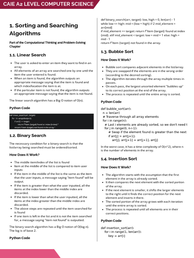 Caie A2 Level Computer Science 9618 Practical | PDF | Method (Computer ...