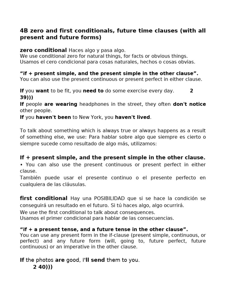 62 Zero and First Conditionals, Future Time Clauses (With All Present ...