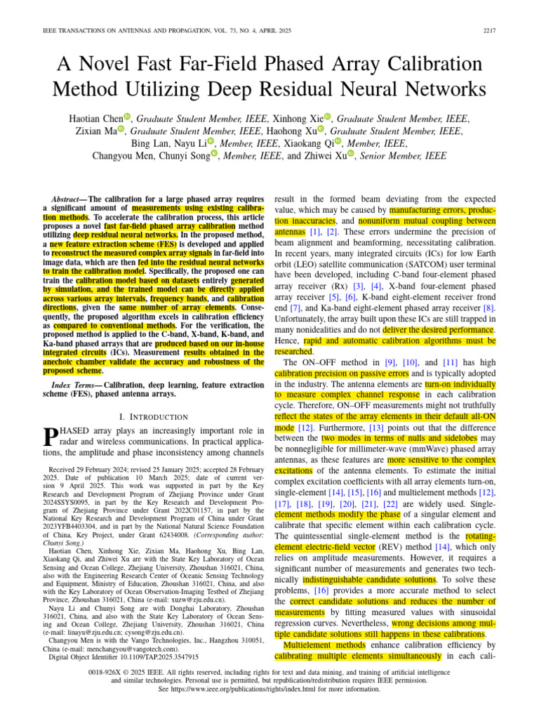 A Novel Fast Far-Field Phased Array Calibration Method Utilizing Deep ...