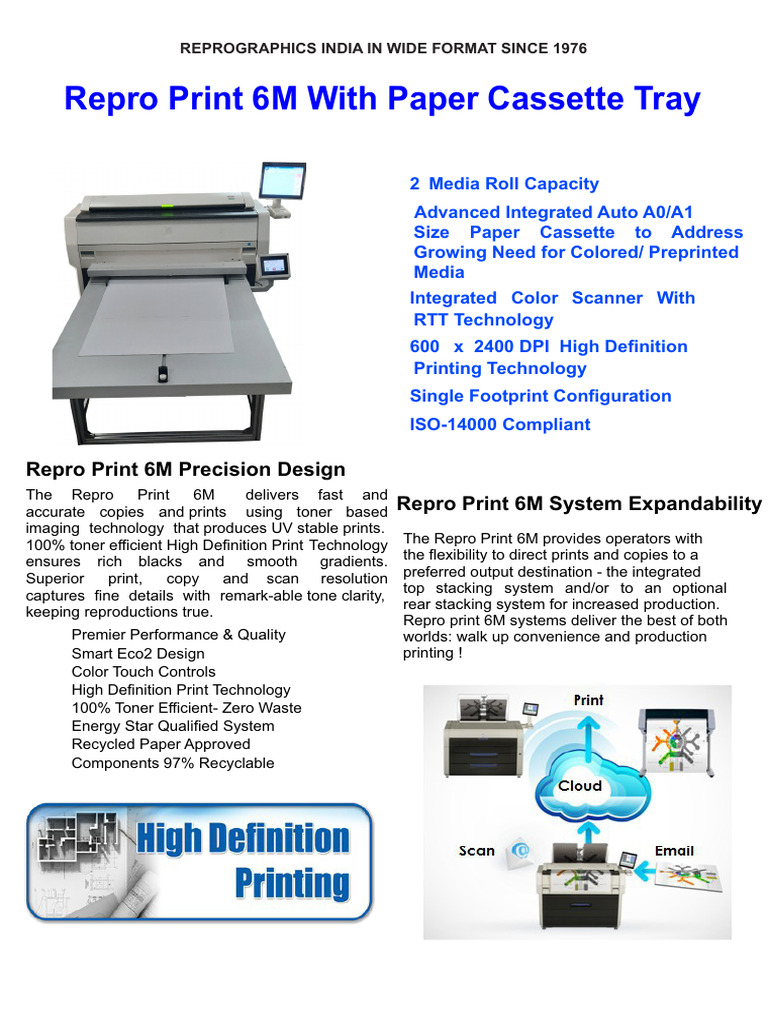 Repro Print 6m With Paper Cassette Tray | PDF | Image Scanner | Paper