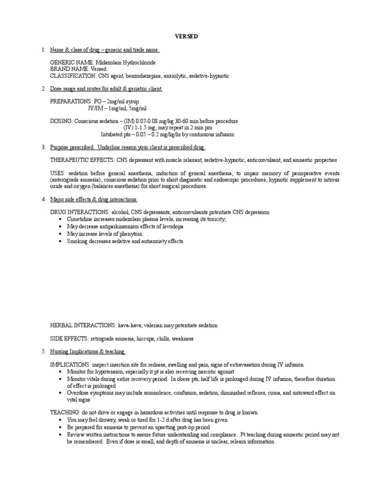 Versed | PDF | Midazolam | Anesthesia
