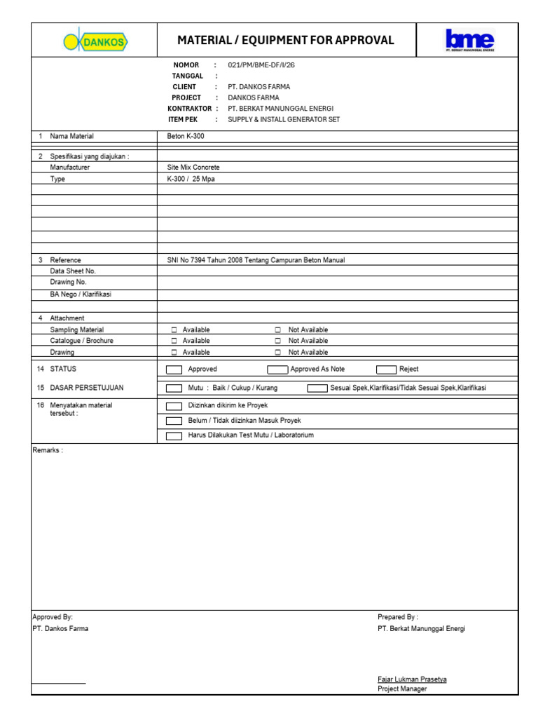 Approval Material Beton | PDF