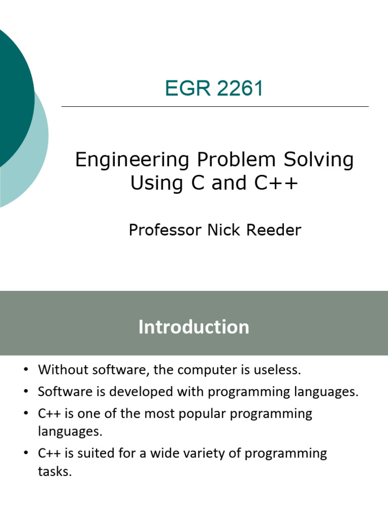 1.engineering Problem Solving Using C and C++ | PDF | Computer Data ...