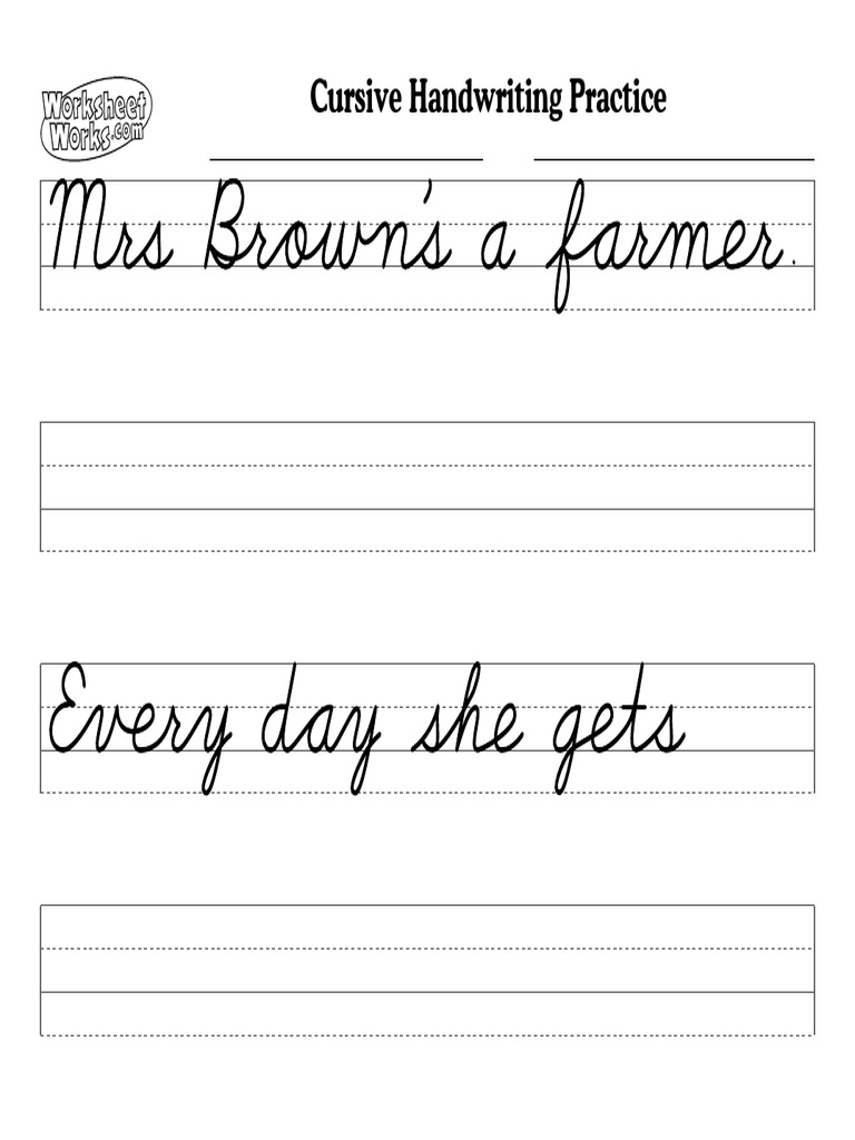 WorksheetWorks Cursive Handwriting Practice 2 | PDF | Writing | Calligraphy