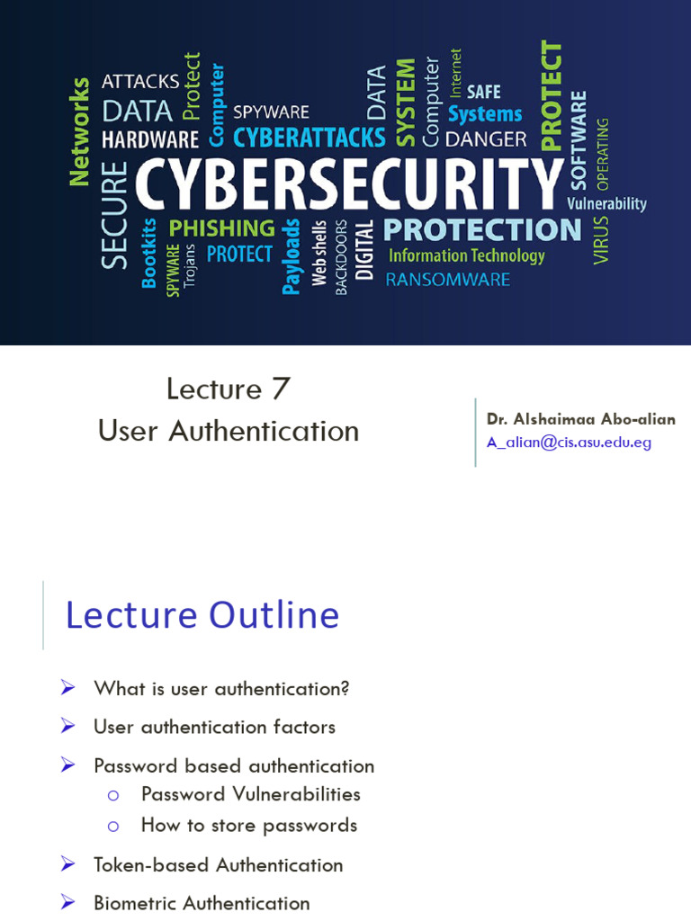 Lecture 4 - User Authentication | PDF | Password | Authentication