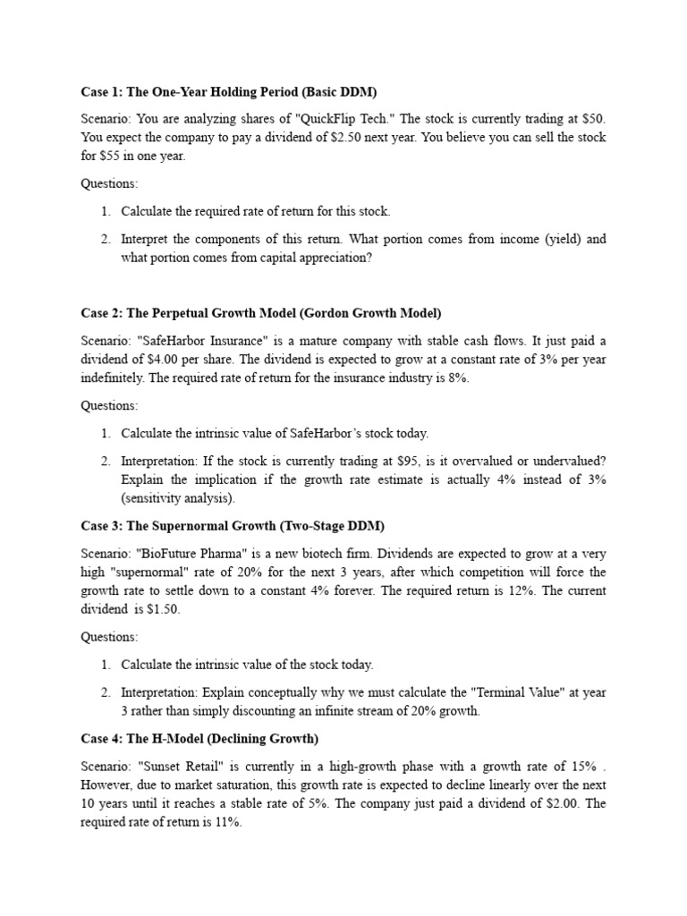 DDM case studies (1) | PDF | Discounted Cash Flow | Dividend