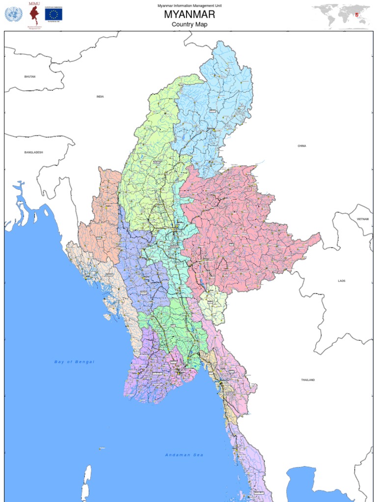 Myanmar Geographic Overview Map | PDF | Myanmar | Geography