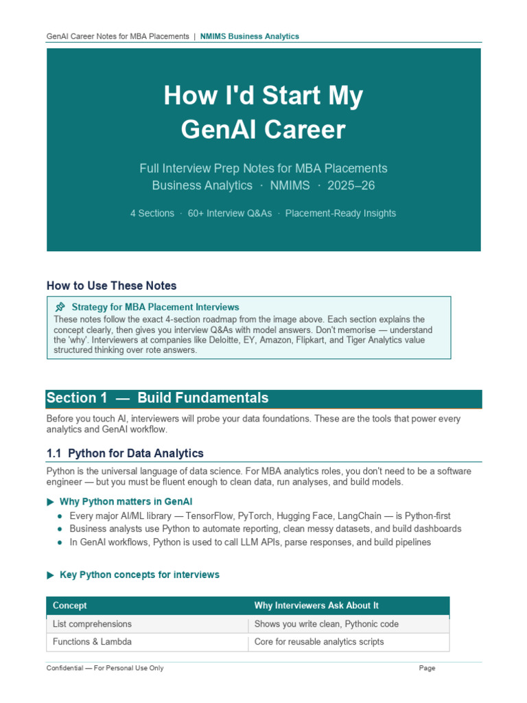 GenAI MBA Placement Notes | PDF | Computing | Learning