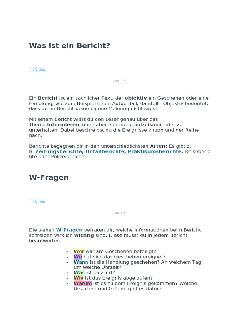 Was Ist Ein Bericht | PDF