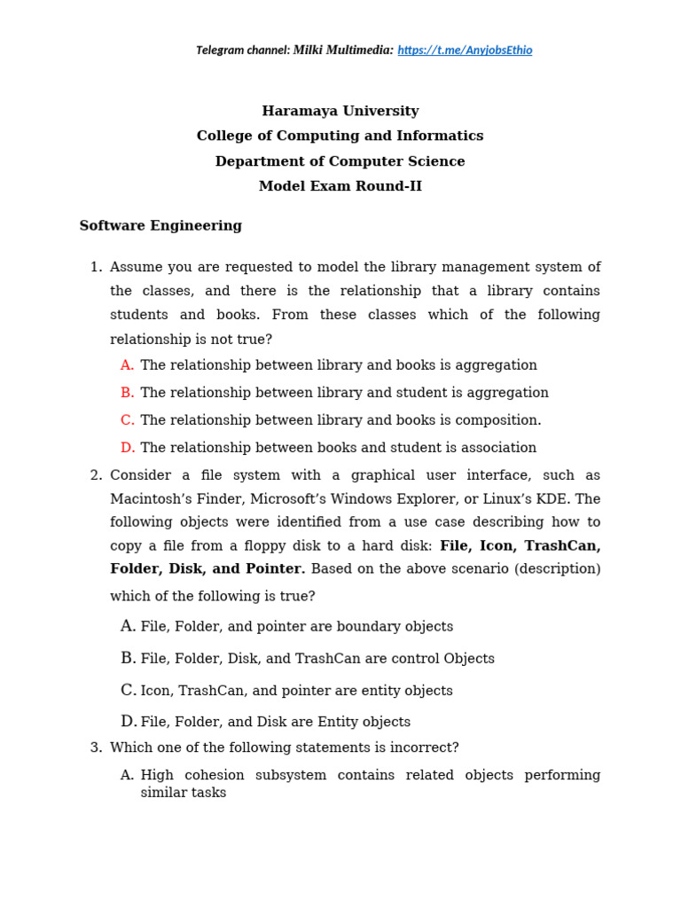 Software Engineering Model Exam | PDF | Parameter (Computer Programming ...