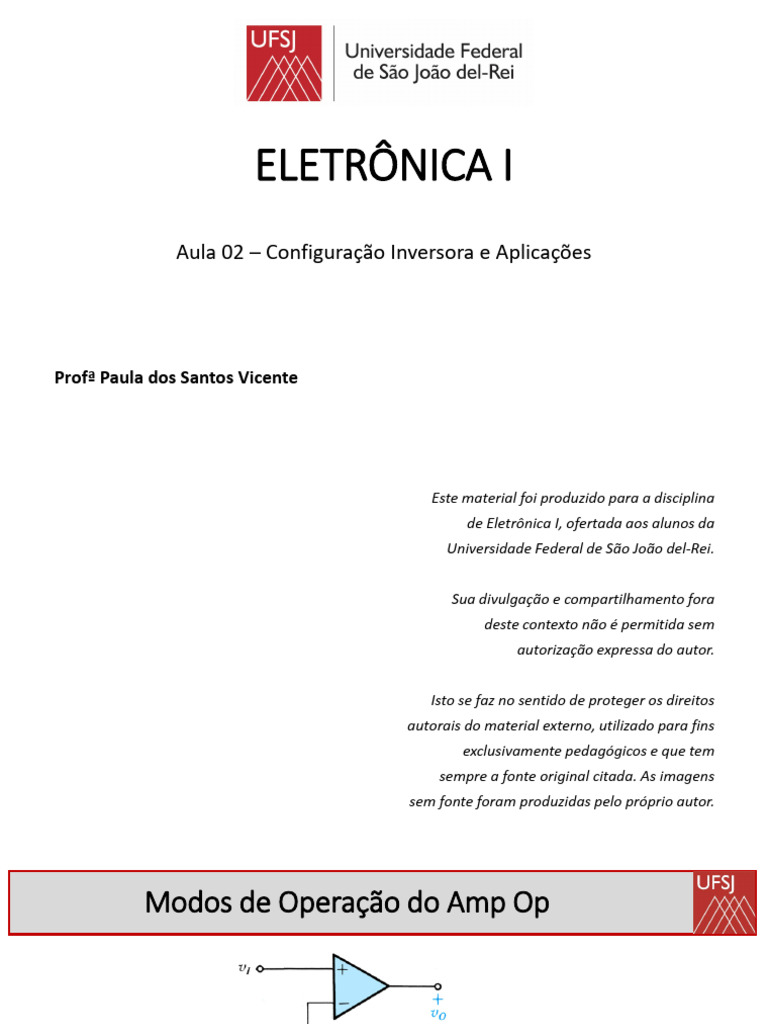 Aula 02 - Amp Op Inversora | PDF | Amplificador operacional | Rede elétrica
