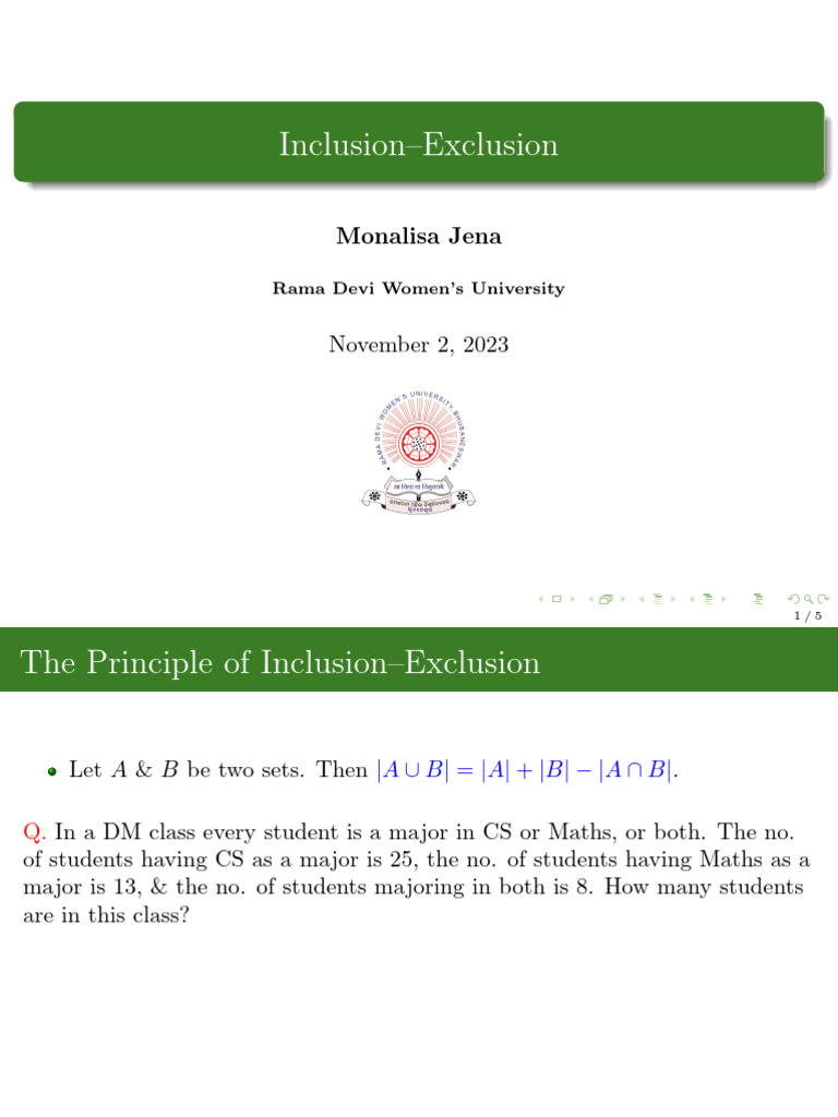 15. Principle of Inclusion Exclusion | PDF | Mathematics | Mathematical ...