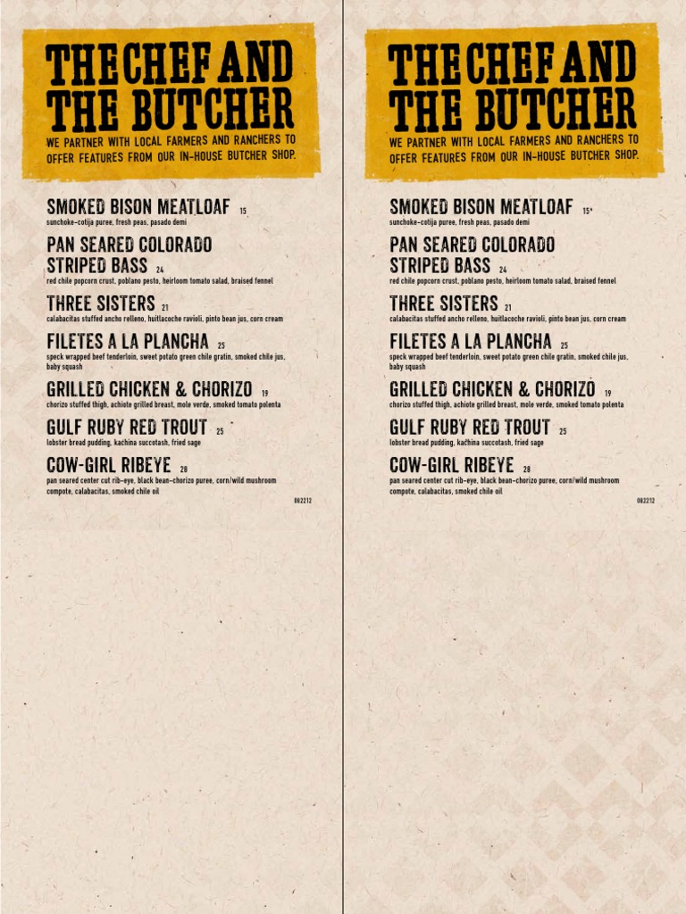 Local Farm-to-Table Butcher Shop Menu | PDF
