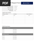 Daily Shift Report Template | PDF