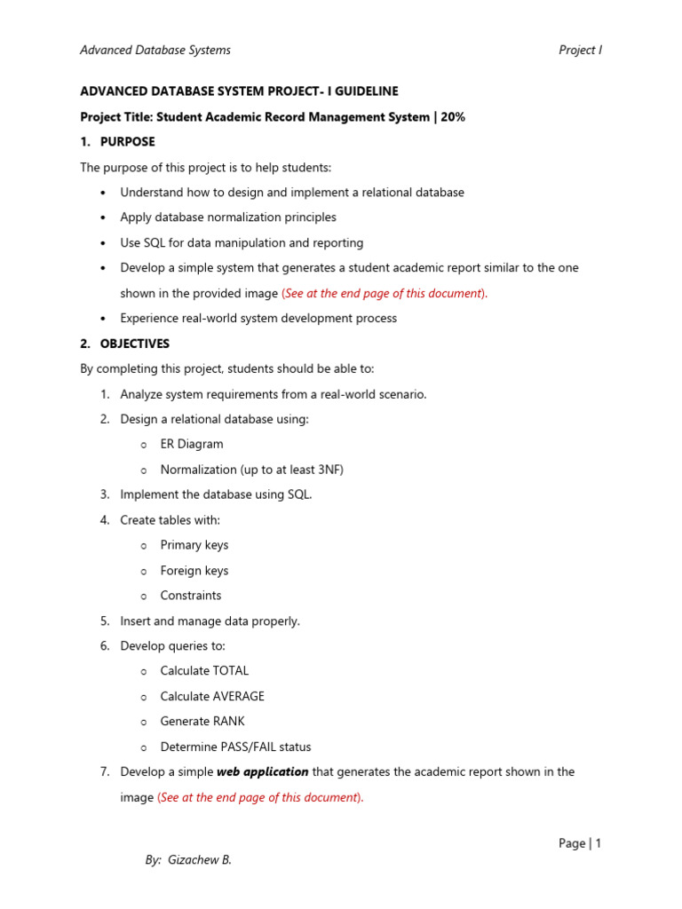 Project I - Guideline - 2026 | PDF | Databases | Relational Database