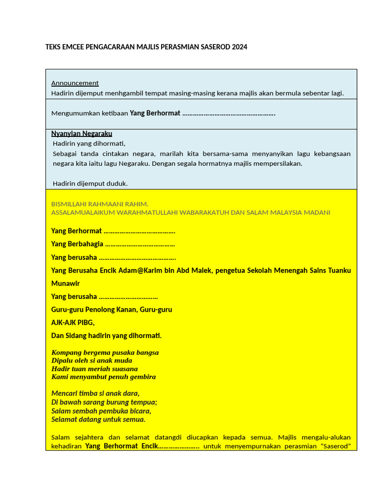 Teks perasmian | PDF