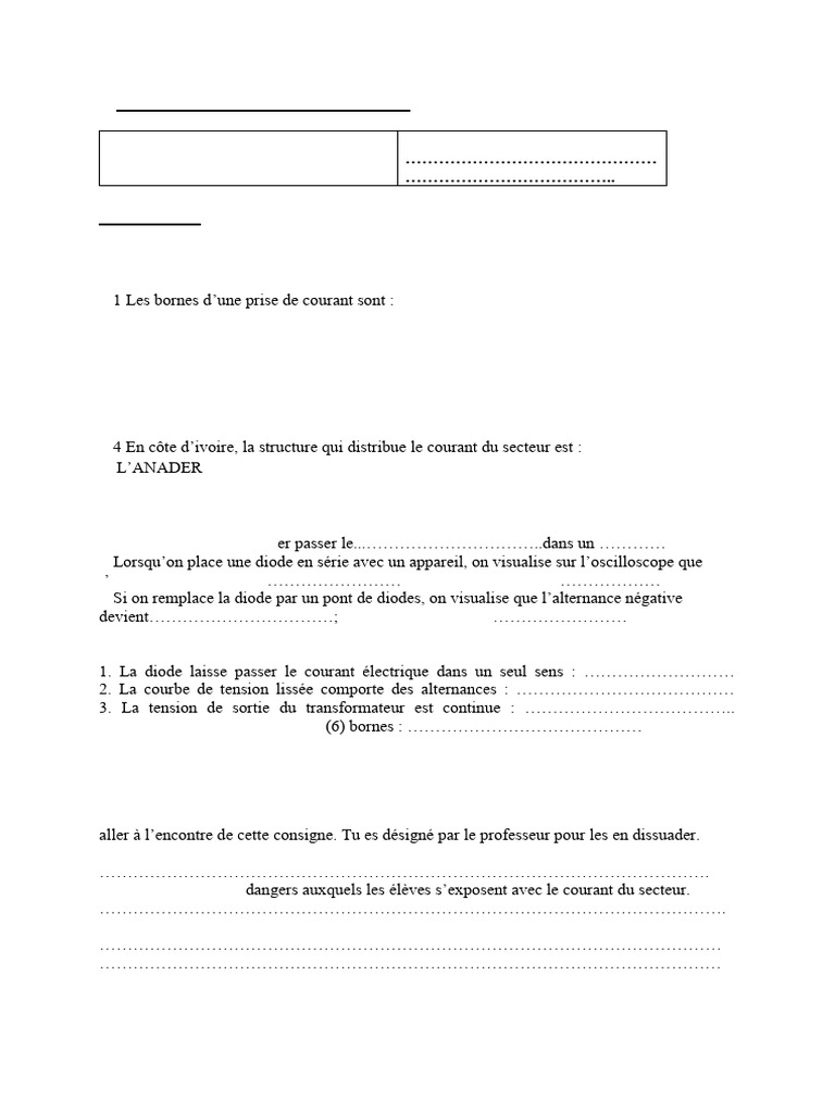 Devoir 4 Ème | PDF | Électronique | Énergie électrique