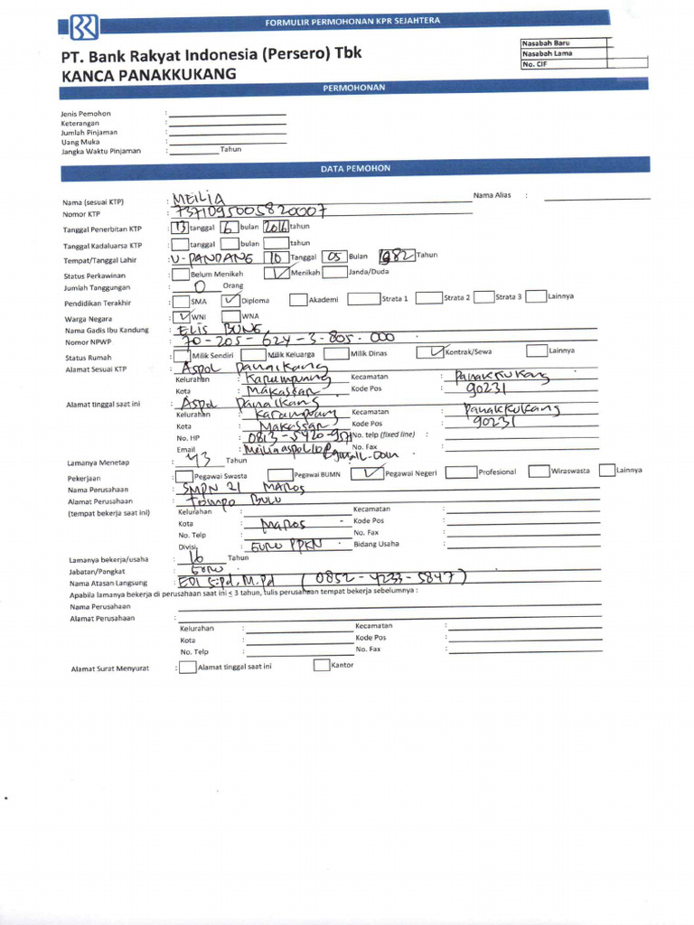 Form 1 Meilia | PDF