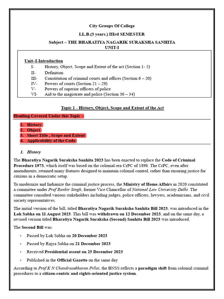 Complete Notes Bnss (English) | PDF | Bail | Arrest