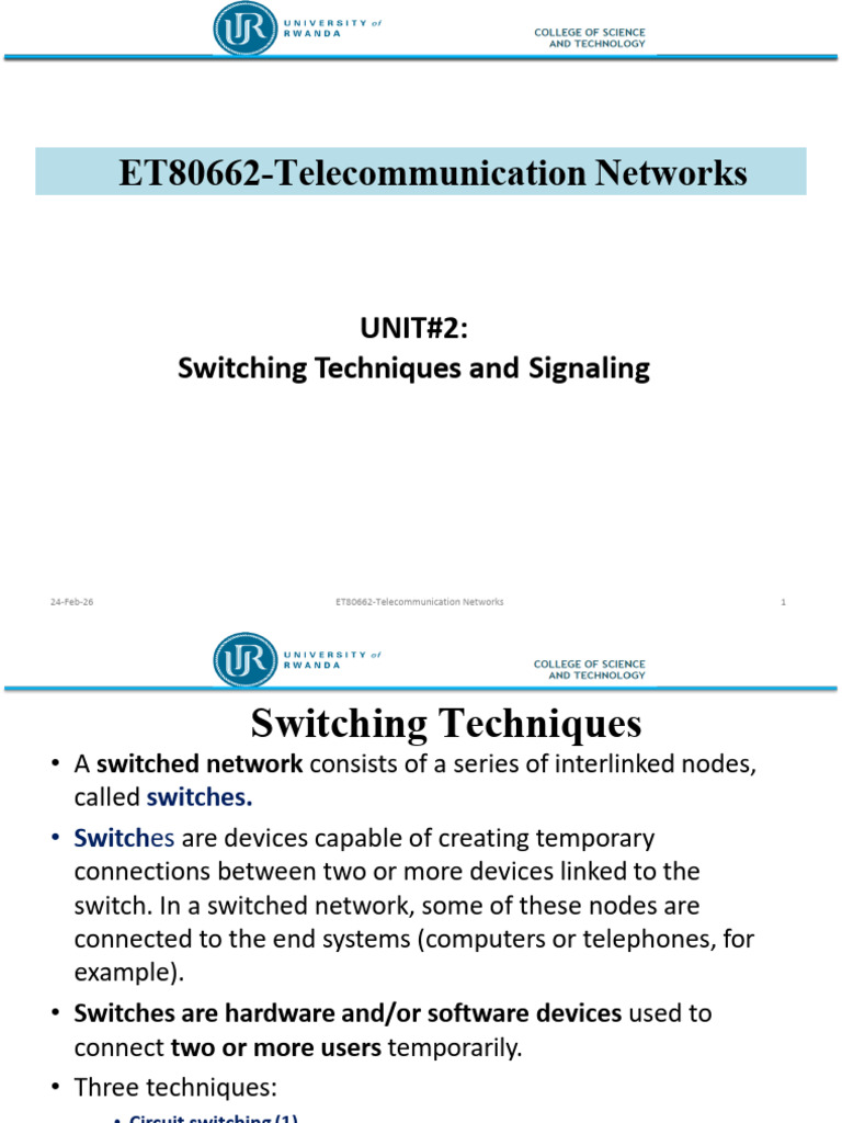 ET80662 - LECTURE - 02-Switching Techniques and Signaling | PDF ...