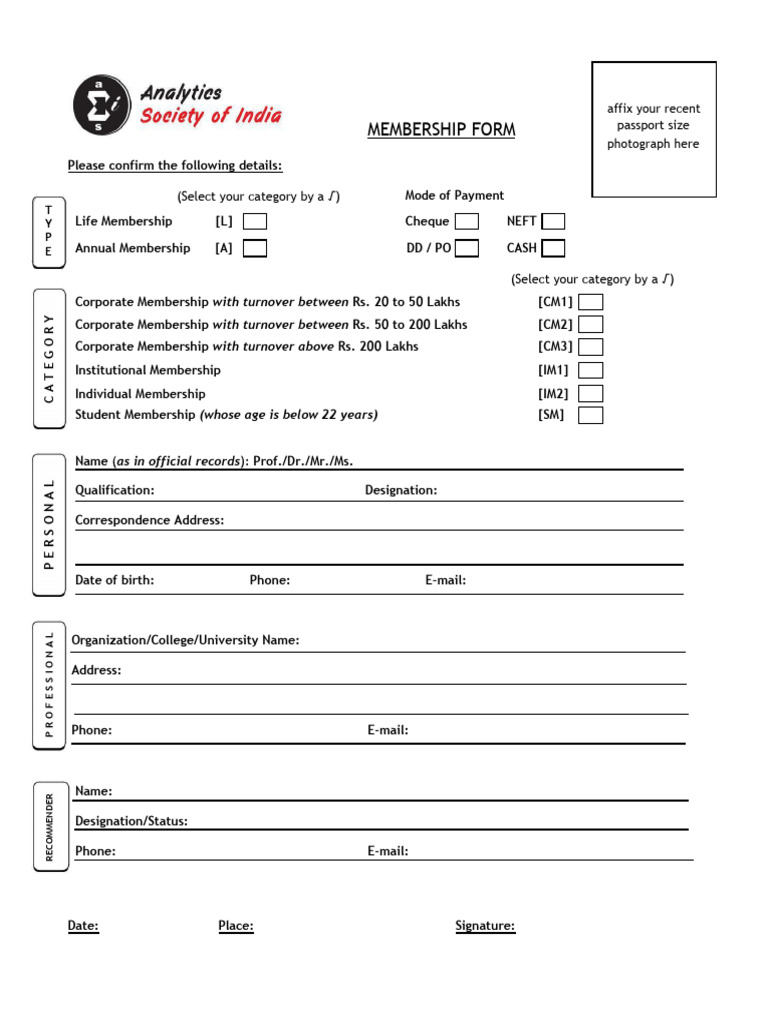 ASI Registration Form1 | PDF
