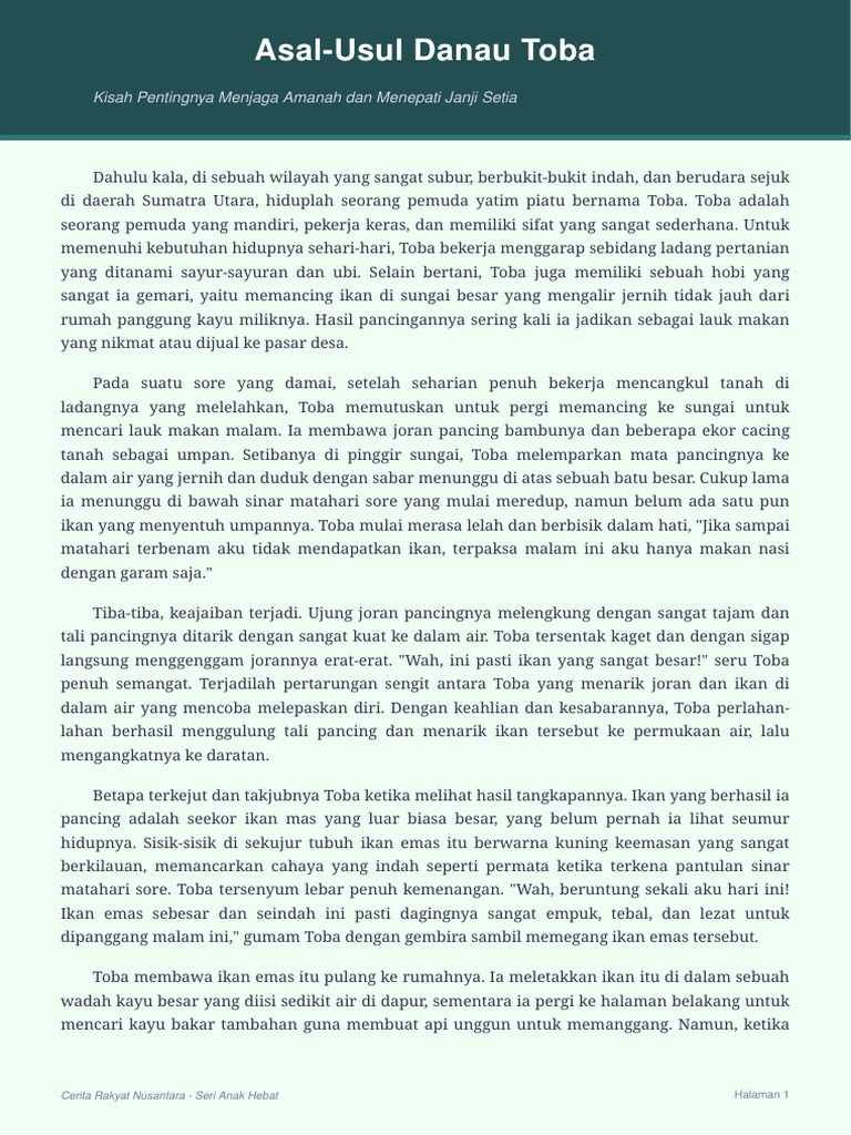 Asal Usul Danau Toba | PDF