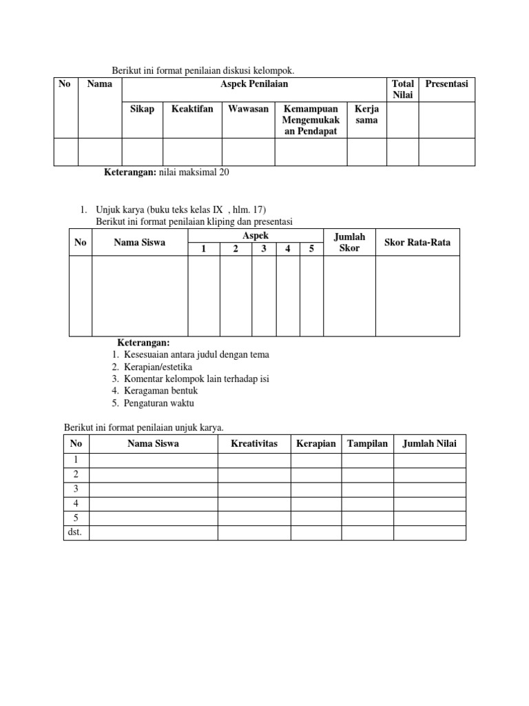 Format Penilaian Diskusi