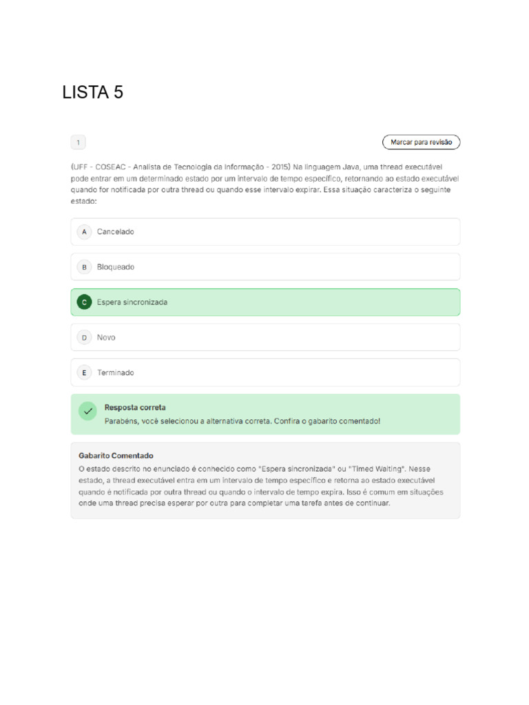 Lista 5 de Exercicios Java - Estacio - Programação Orientada Objetos | PDF