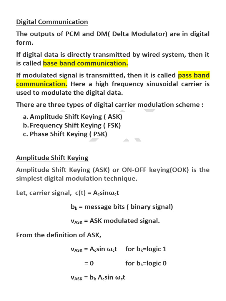 Digital Modulation Study Materials | PDF | Detector (Radio) | Data ...