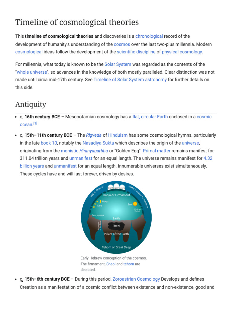 Timeline of Cosmological Theories - Wikipedia | PDF | Cosmic Microwave ...