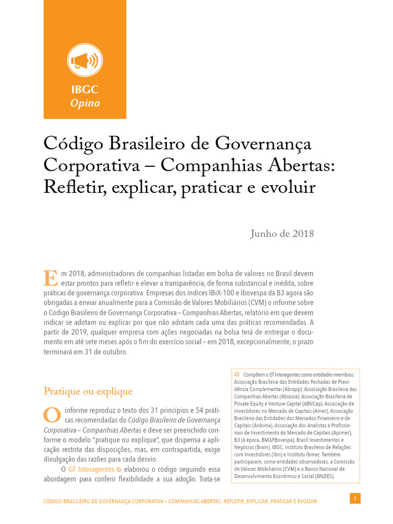 Codigo-BR-refletir-explicar-praticar-evoluir - IBGC | PDF | Governança ...