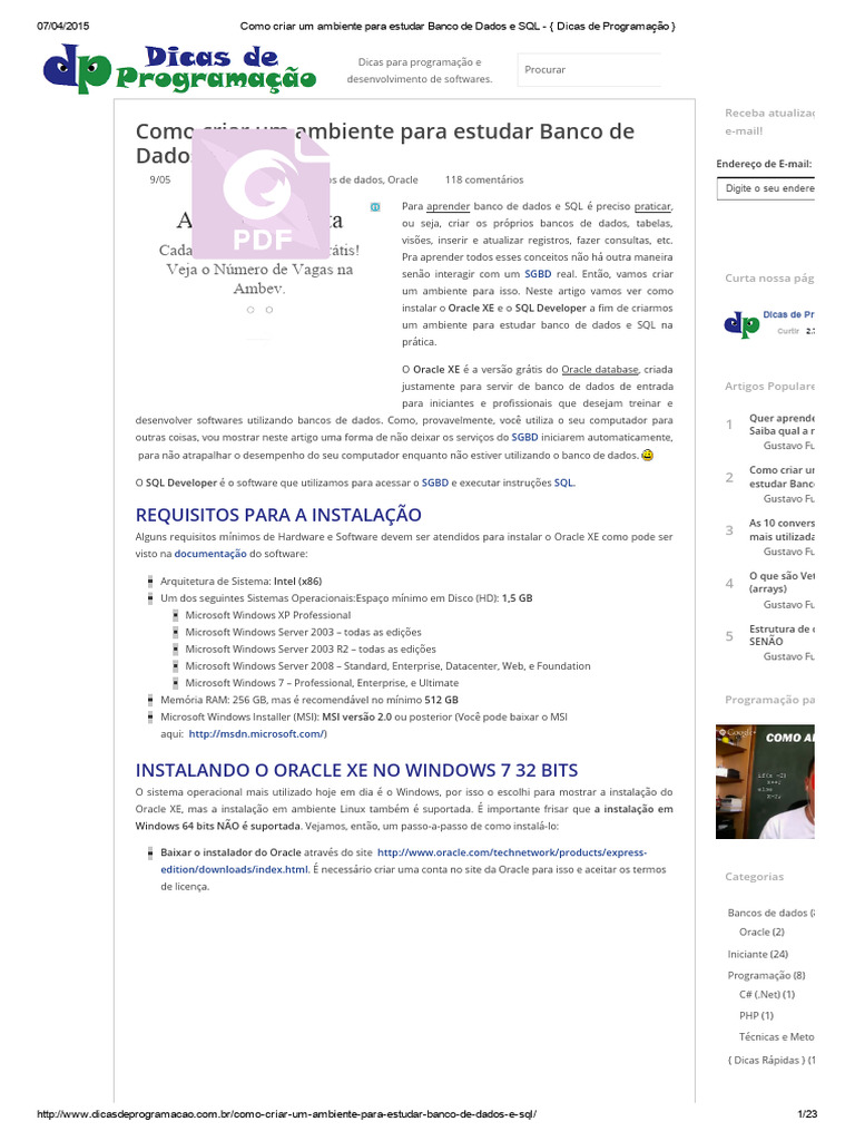 Como Criar Um Ambiente para Estudar Banco de Dados e SQL - (Dicas de ...