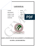 Lab Manual: Geeta Institute of Management & Technology Kanipla, Kurukshetra