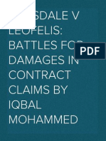 Lonsdale V Leofelis: Battles For Damages in Contract Claims (2012)