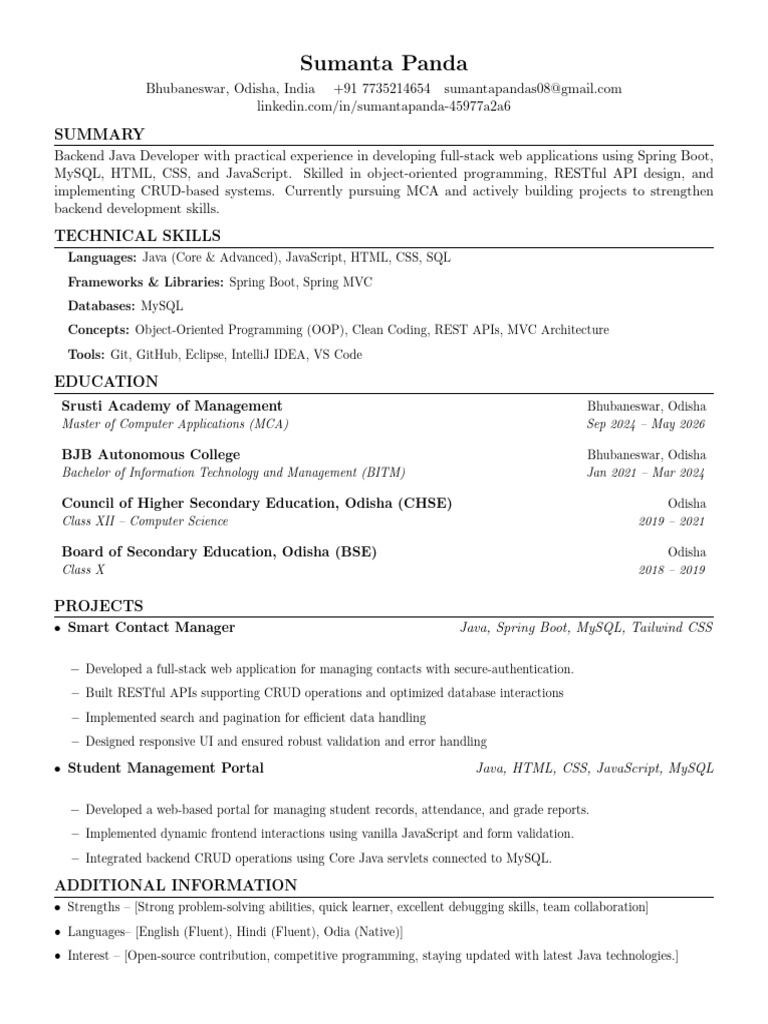 My Resume | PDF | Java (Programming Language) | Web Application