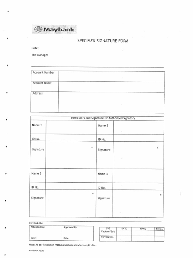 Specimen Signature Form | PDF