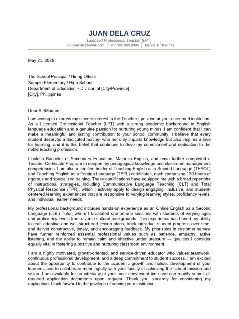 Sample Application Letter | PDF
