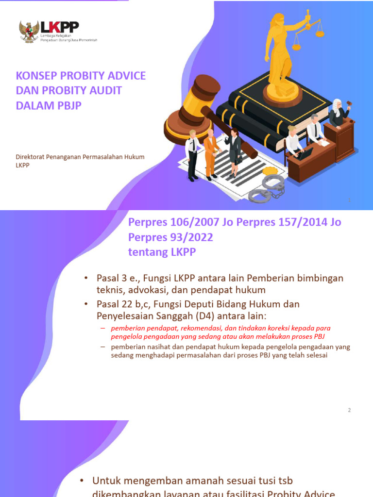 Konsep Probity Advice & Probity Audit Dalam PBJ - Dit PPH | PDF