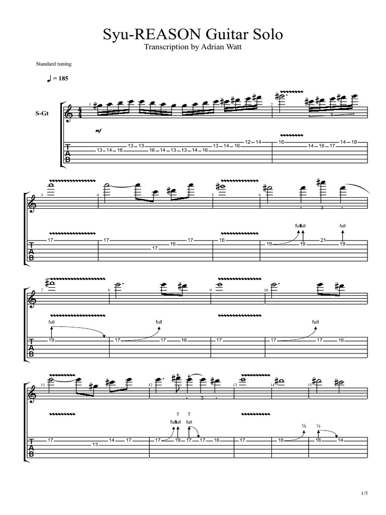 Syu REASON Guitar Solo | PDF | Guitar Family Instruments | Irish ...
