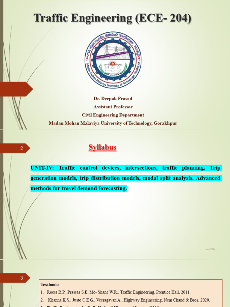 Unit4-Traffic Engineering Final | PDF | Traffic | Intersection (Road)