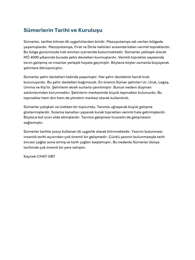Odev Sosyal Sümerler | PDF