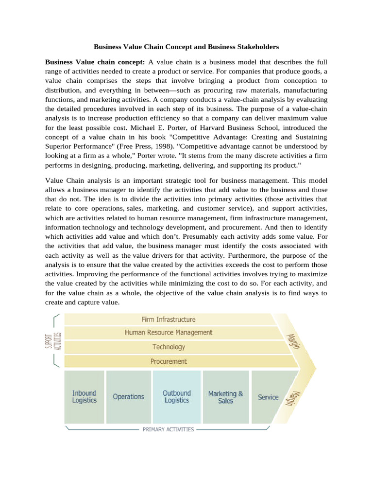 Business Value Chain Concept and Stakeholders | PDF | Value Chain ...
