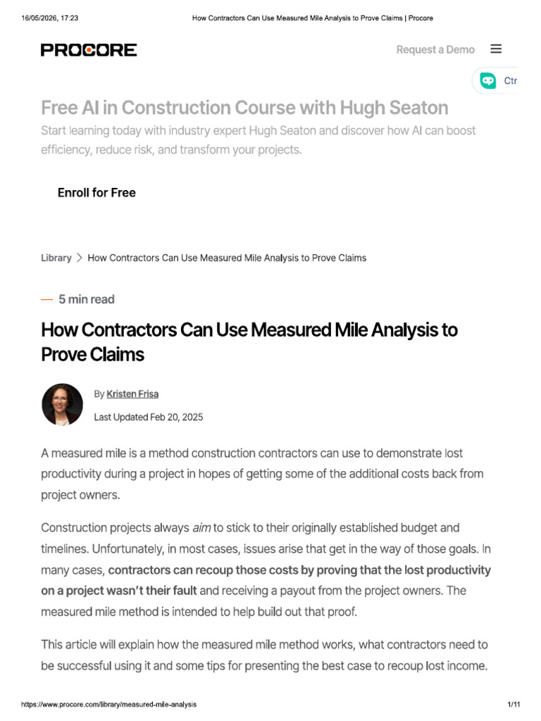 Measured Mile Analysis To Prove Claims | PDF